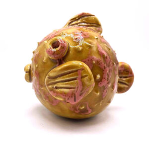 Pesce palla in ceramica decorativa dipinta a mano | Oggetto artigianale